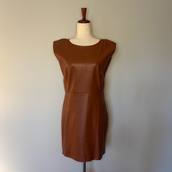 EnSaison Brown Leather Dress size M - Picture 5 of 6